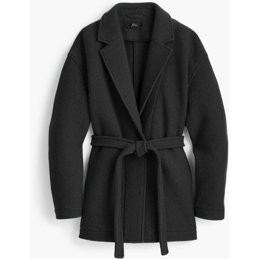 J.Crew - Camille Short Wrap Coat in 100% Italian boiled wool, black, S